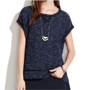 Madewell Nightsky Short Sleeve Sweatshirt Size Large Navy‎ Blue NWOT Lounge